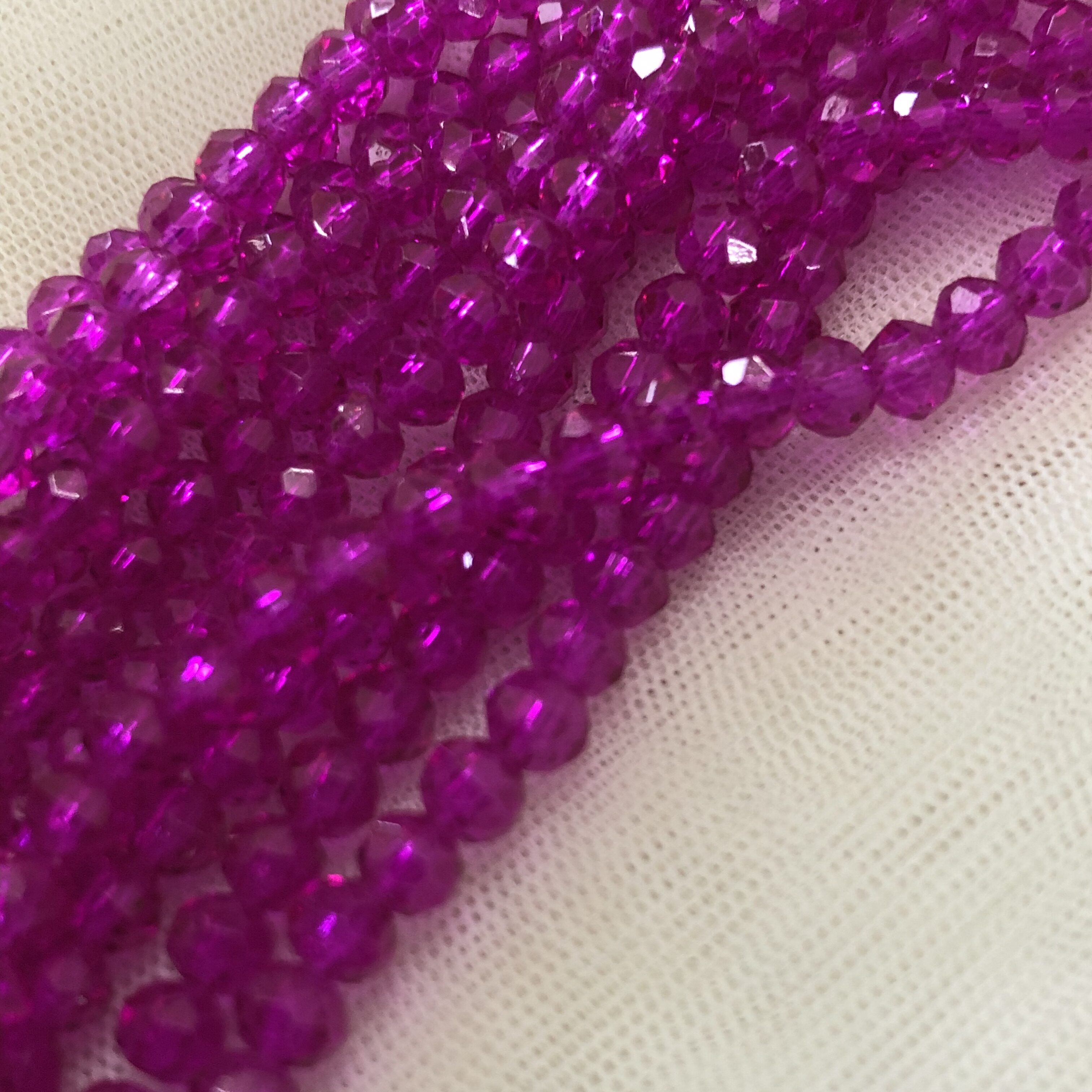 4m Crystal Beads - Dark Pink
