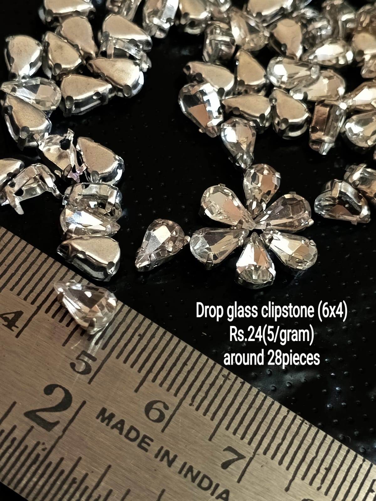 Glass Clip Stone - Drop 6x4
