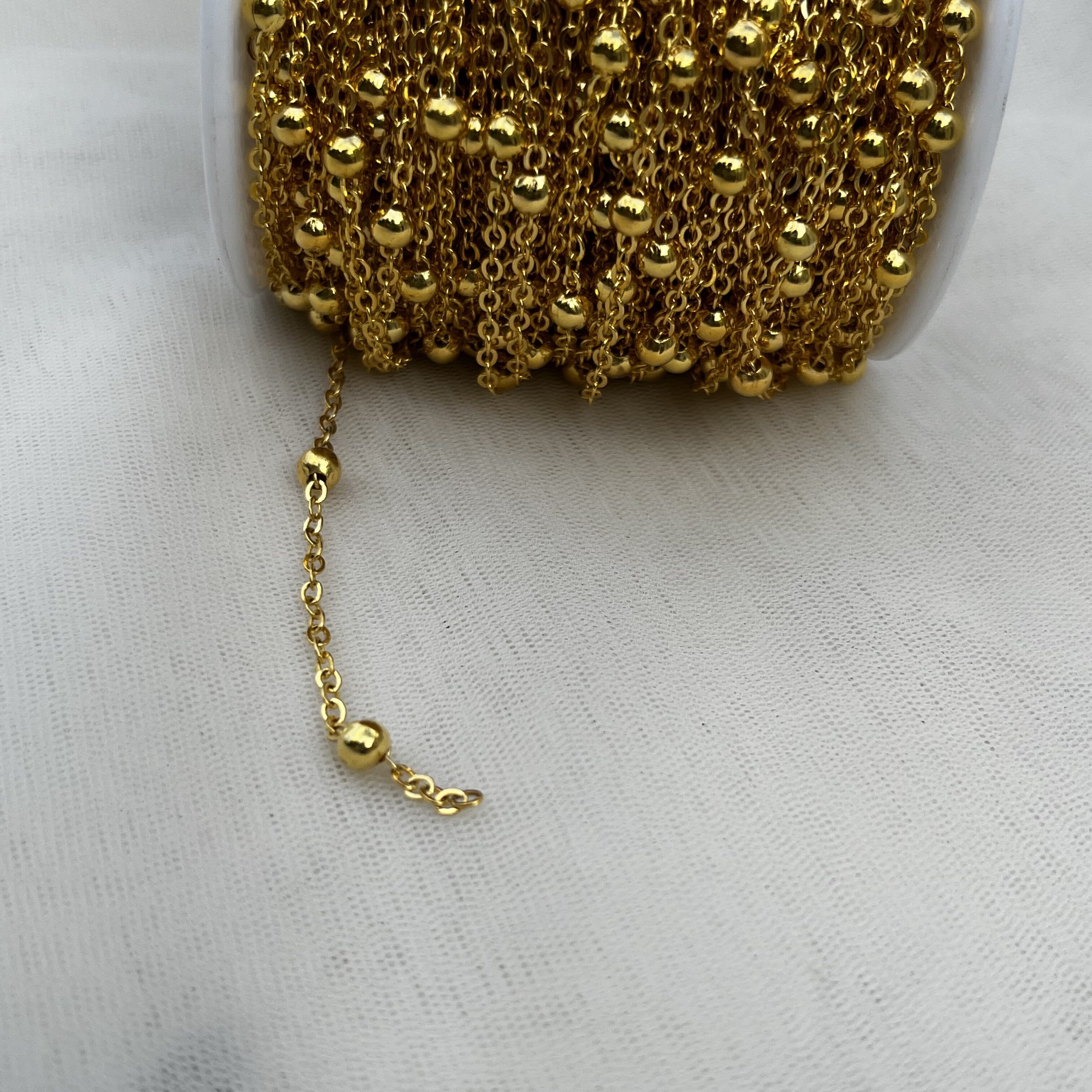 Metal Chain With Beads - Gold