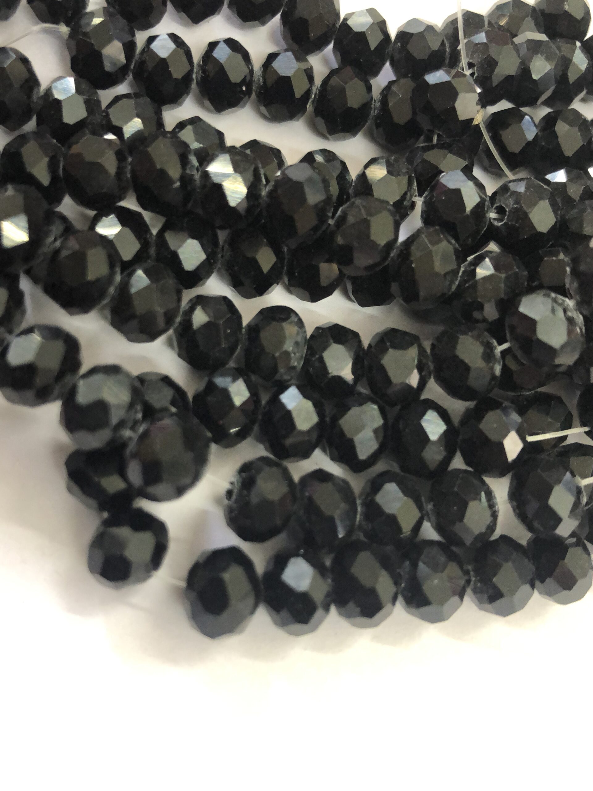 8m Crystal Beads - Black, 1 String