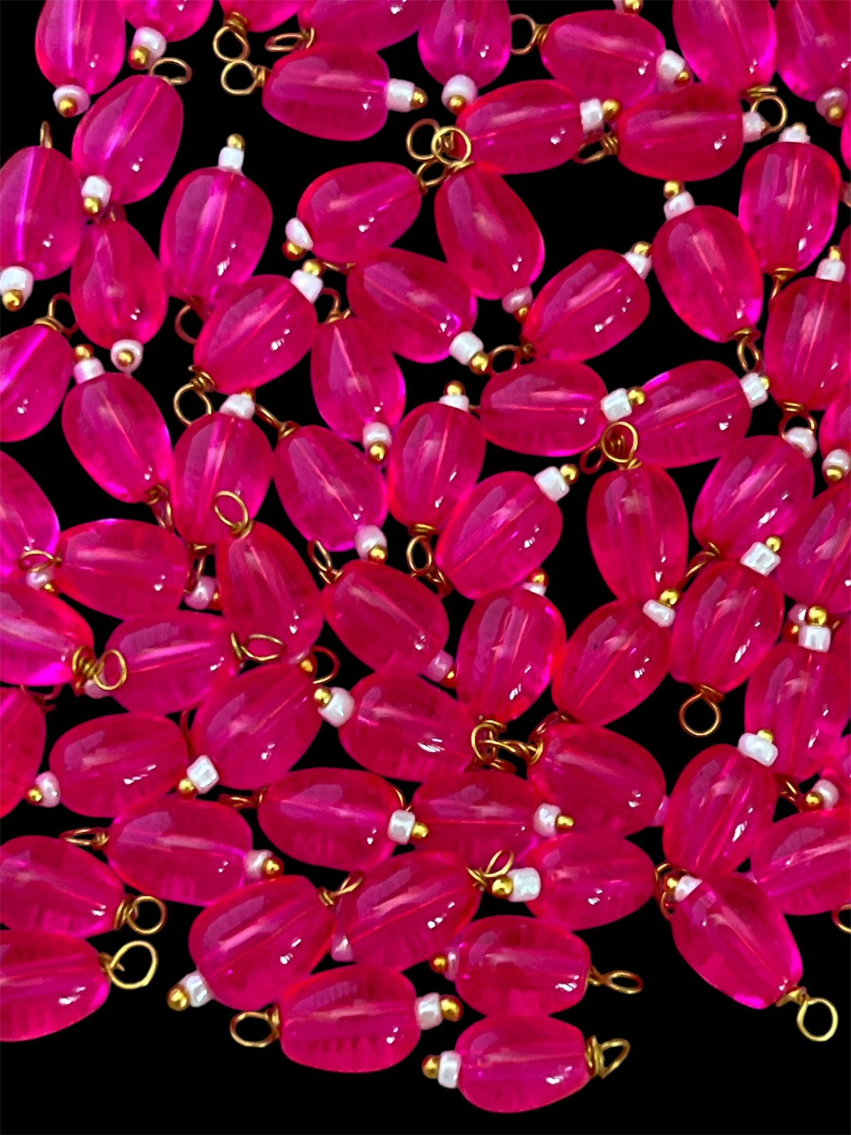 Oval Hanging Beads - Candy Pink