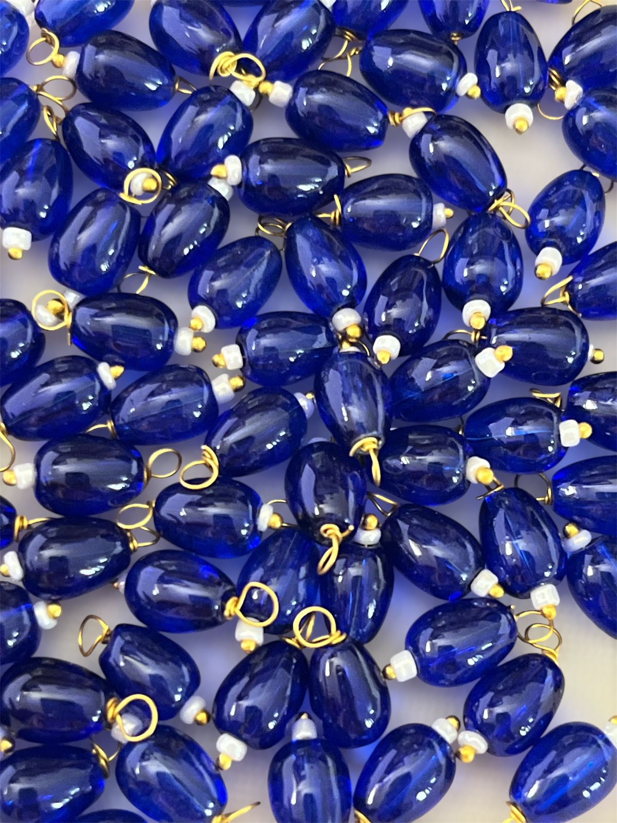 Oval Hanging Beads - blue