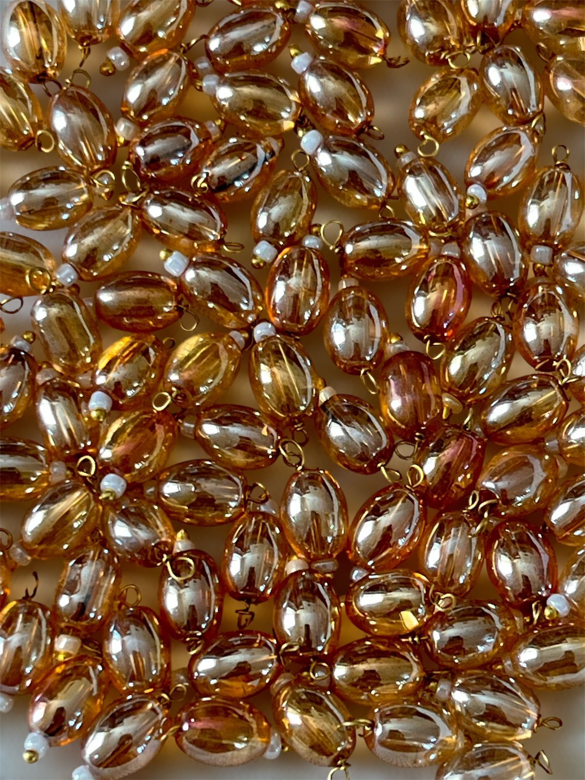 Oval Hanging Beads - Gold