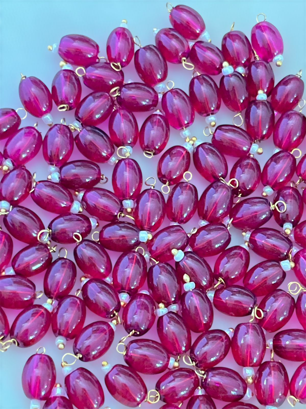 Oval Hanging Beads - Megantha pink