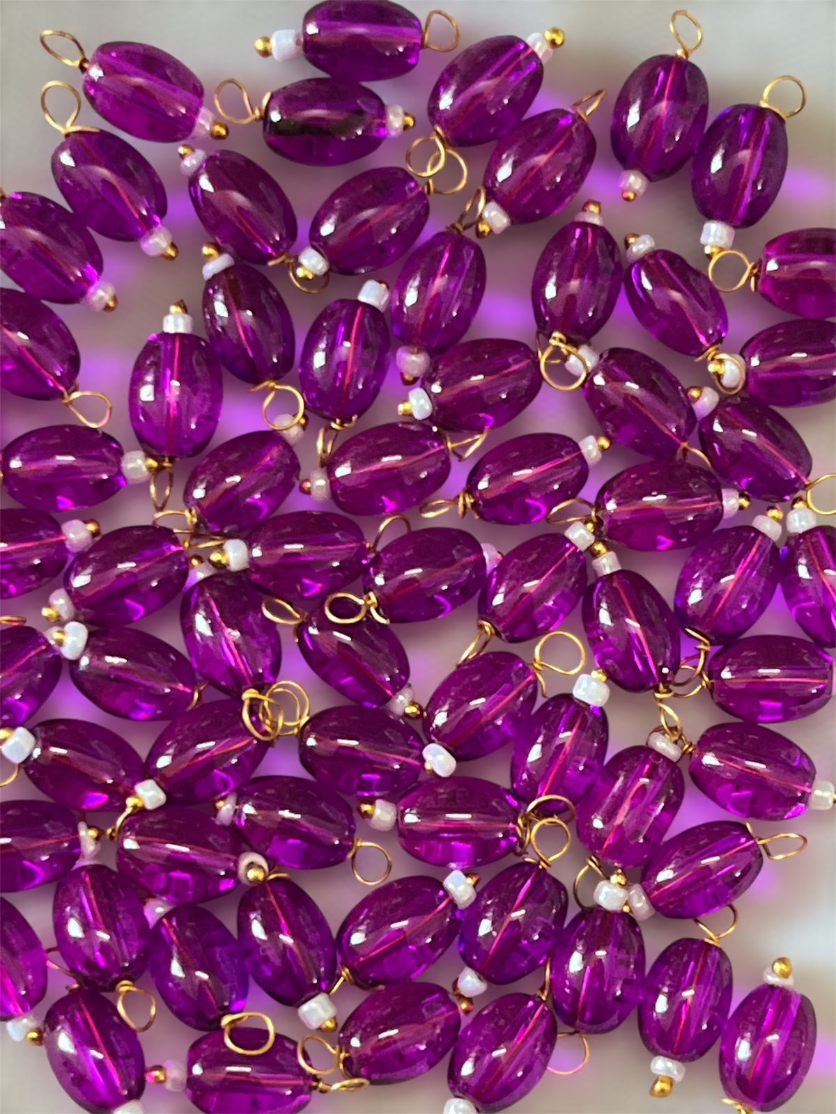 Oval Hanging Beads - Violet