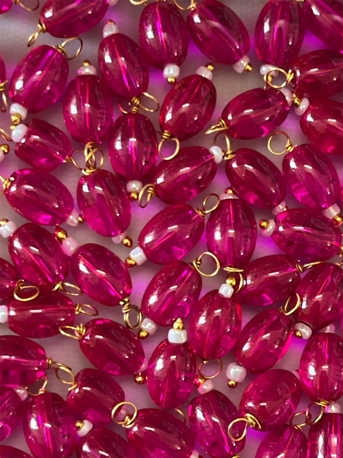 Oval Hanging Beads - Rani Pink