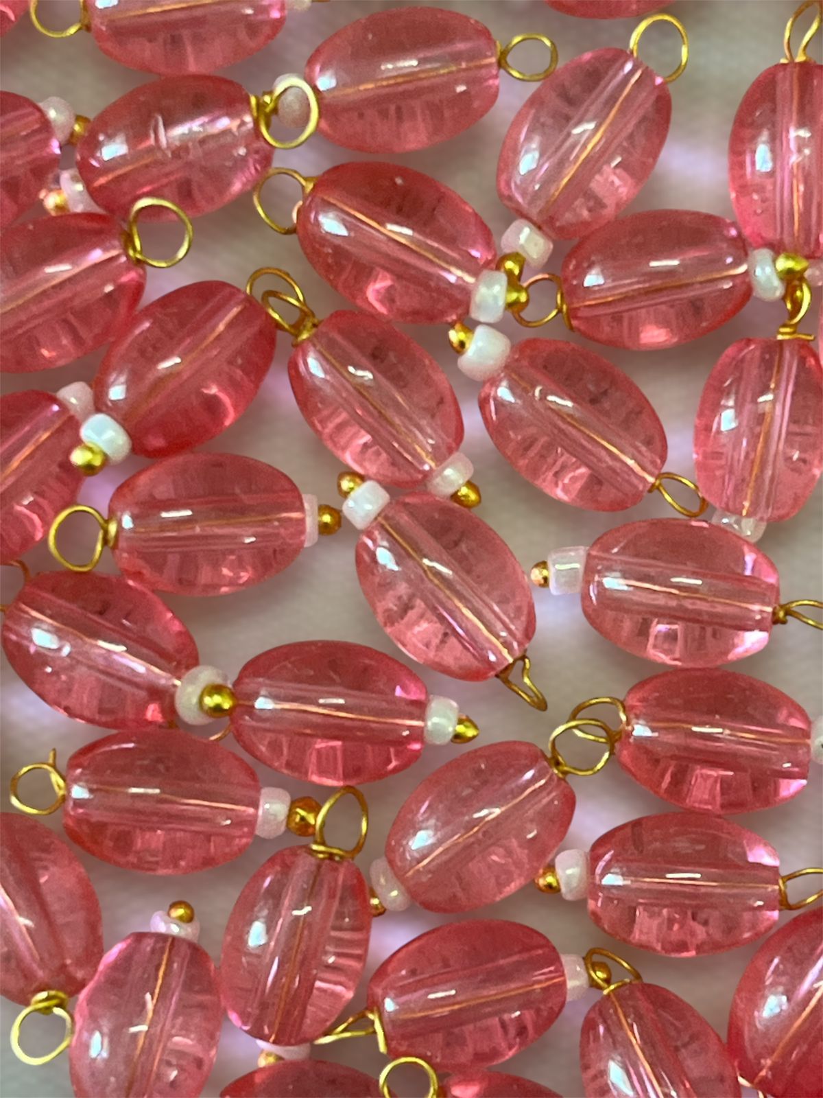 Oval Hanging Beads - Baby Pink(Light)