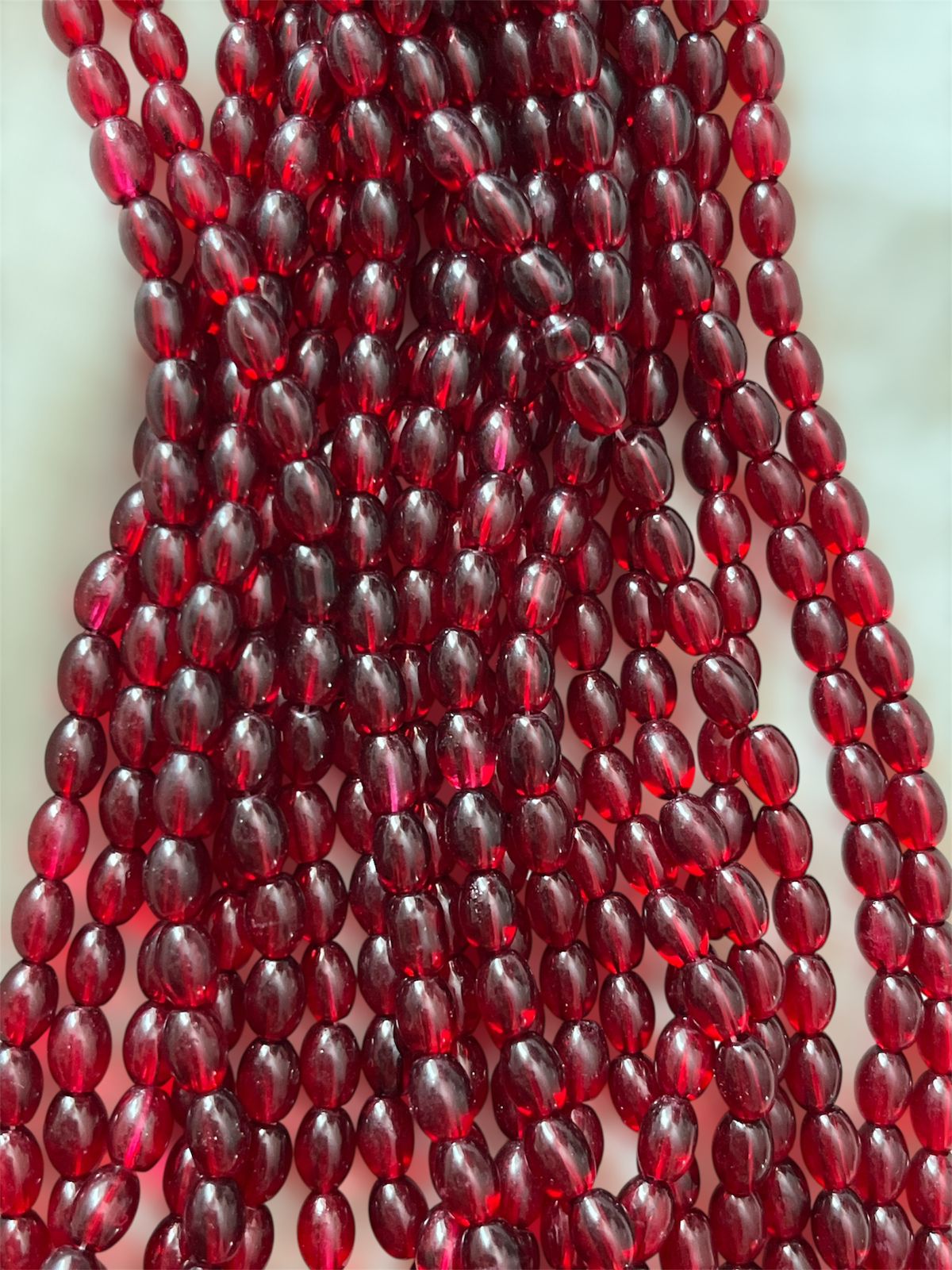 Oval String Beads(6x4) - Maroon