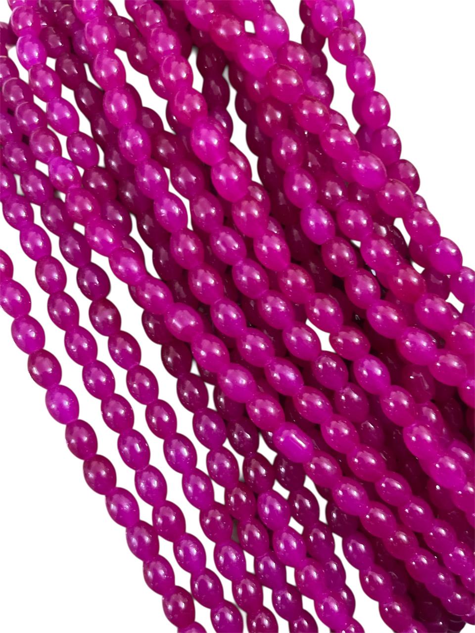 Dark Pink- Oval Jelly Beads